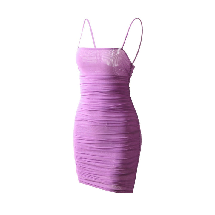 Pure Color Halter Strap Holiday Dress-Dresses Nova