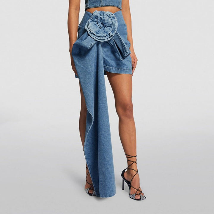 Retro Blue Rose Skirt-Dresses Nova