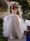 Slim And Deep V Suspender Light Wedding Dress-Dresses Nova
