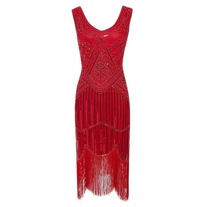 Stylish Vintage Sequin Fringe Dress-Dresses Nova