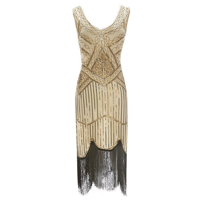 Stylish Vintage Sequin Fringe Dress-Dresses Nova