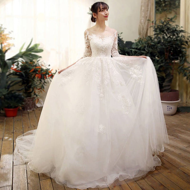 Wedding Dress Bride Lace Sleeves Dress-Dresses Nova