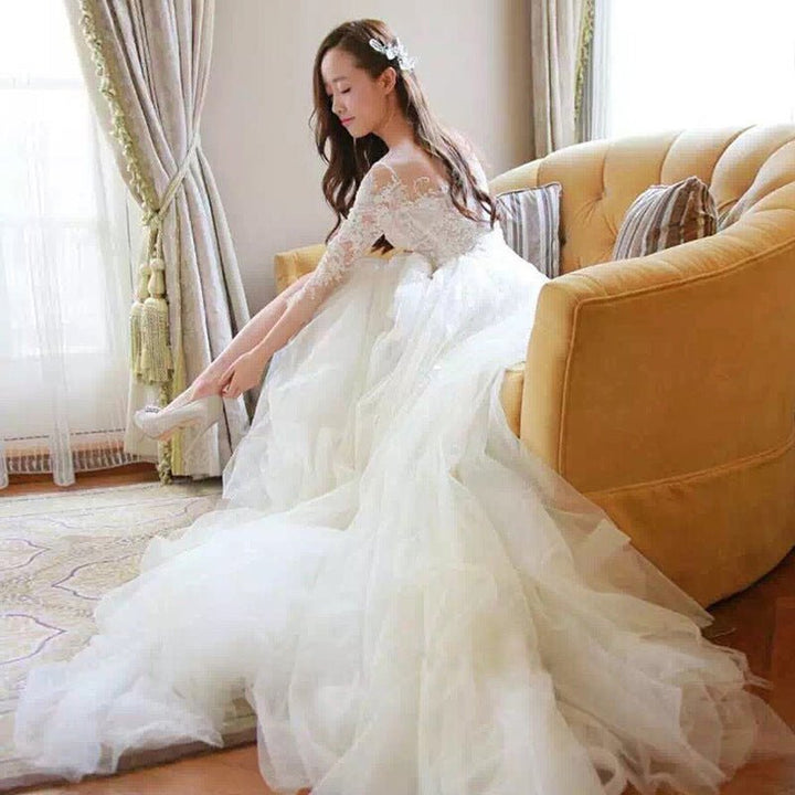 Wedding Dress Bride Lace Sleeves Dress-Dresses Nova